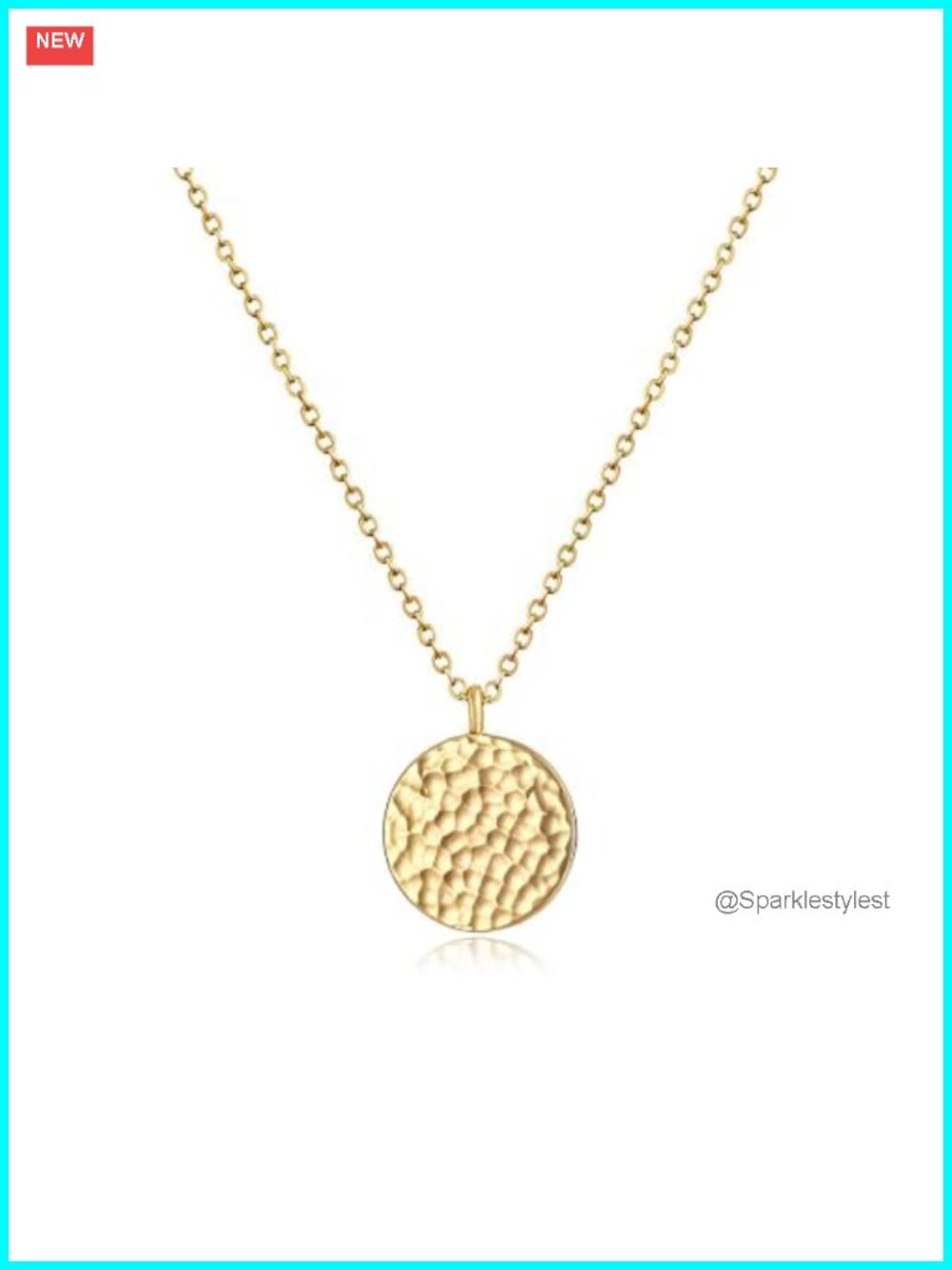 14K Gold Plated Round Circle Pendant Necklace Dainty Charm Gift